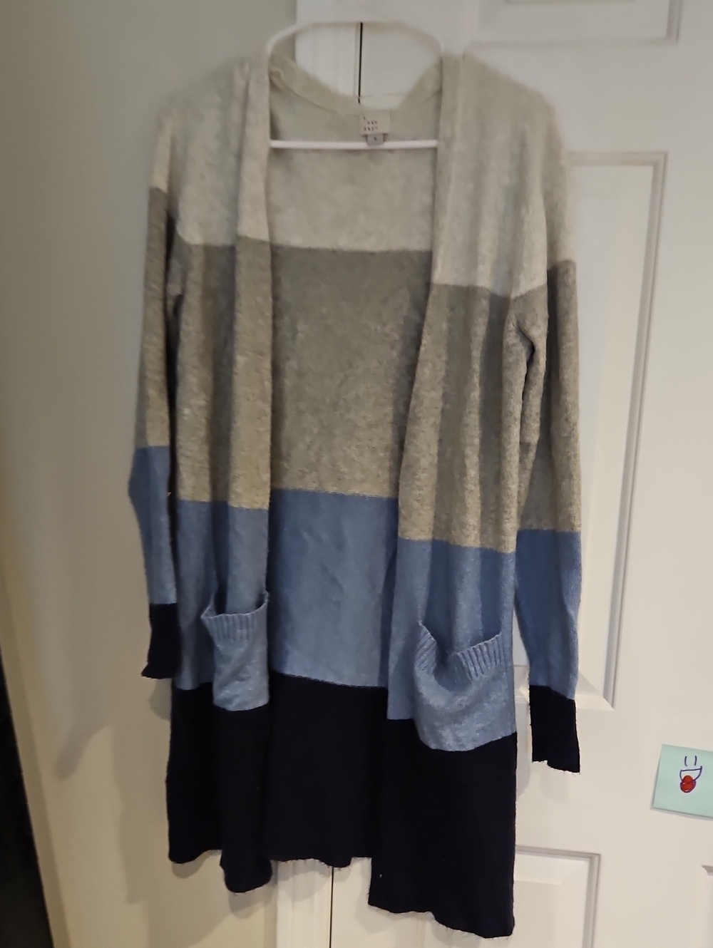 Target A New Day Long Open Colorblock Kent Cardigan Blue Gray Small S